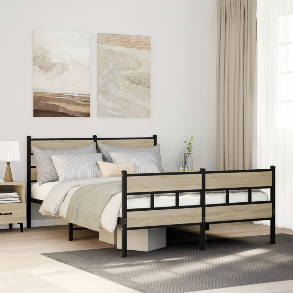 Cadre de lit en métal sans matelas chêne sonoma 160x200 cm - XIOS