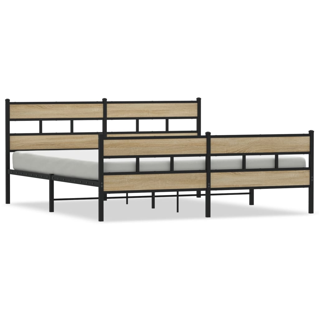 Cadre de lit en métal sans matelas chêne sonoma 180x200 cm - XIOS