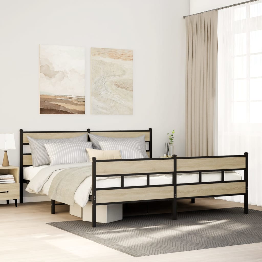 Cadre de lit en métal sans matelas chêne sonoma 180x200 cm - XIOS