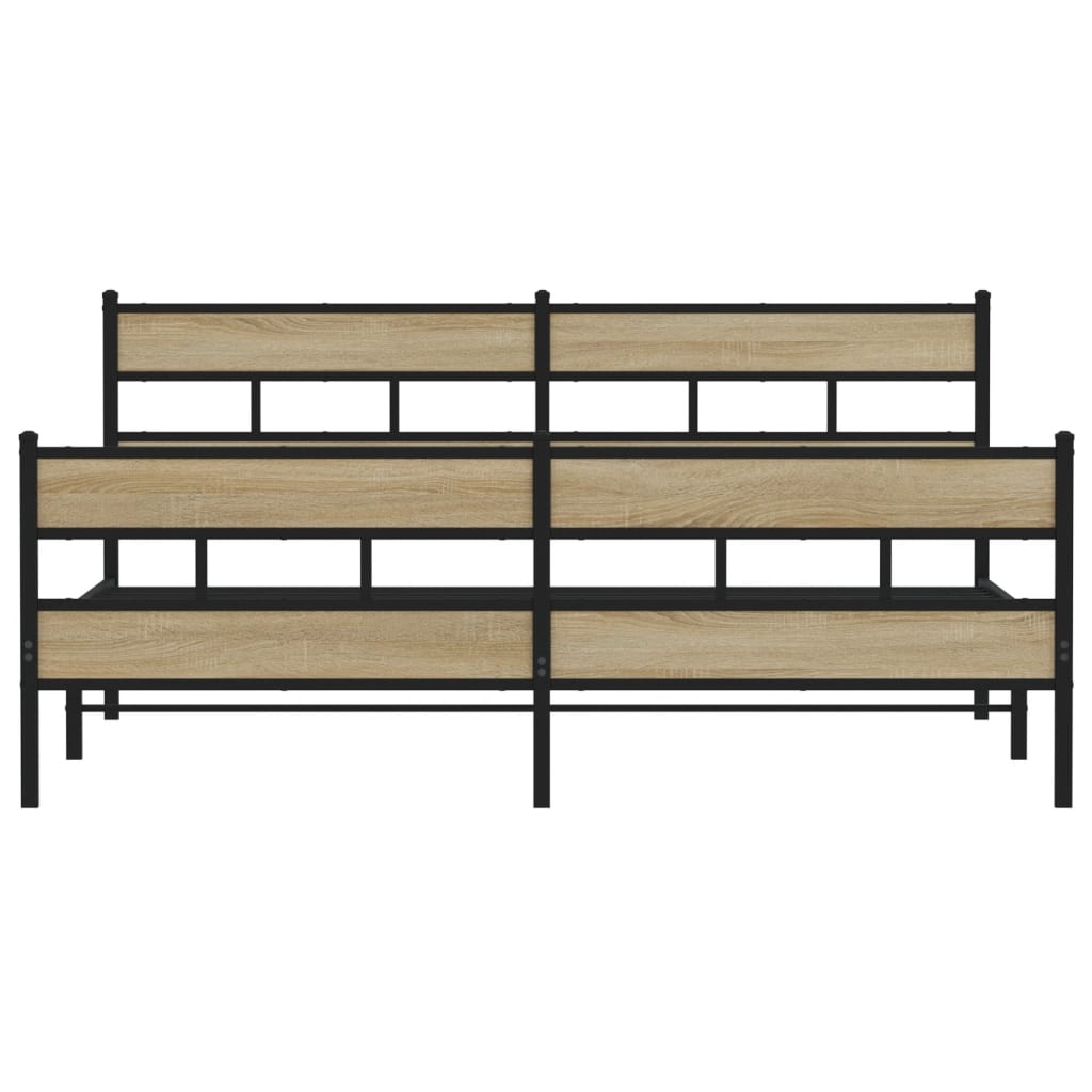 Cadre de lit en métal sans matelas chêne sonoma 193x203 cm - XIOS