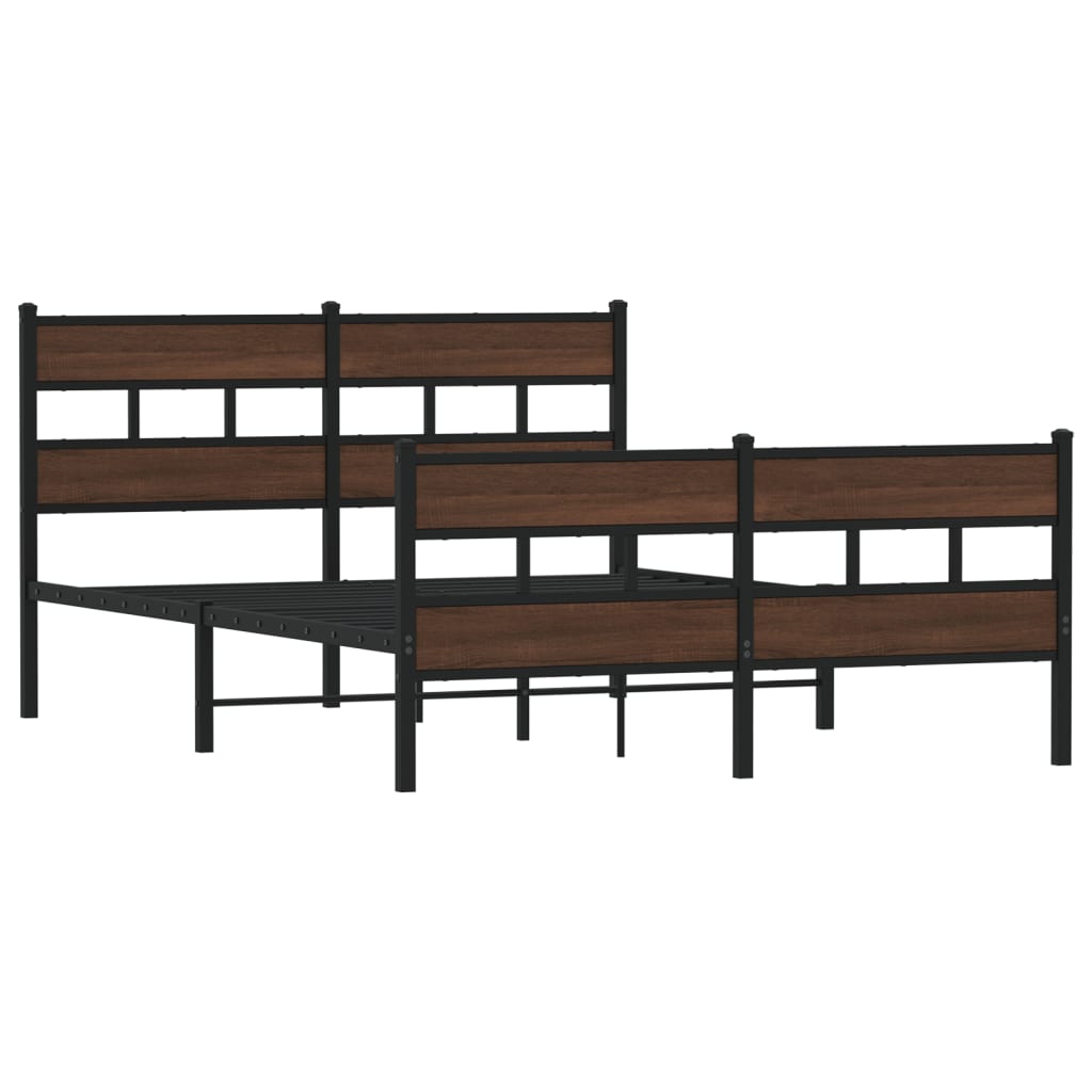 Cadre de lit en métal sans matelas chêne marron 150x200 cm - XIOS