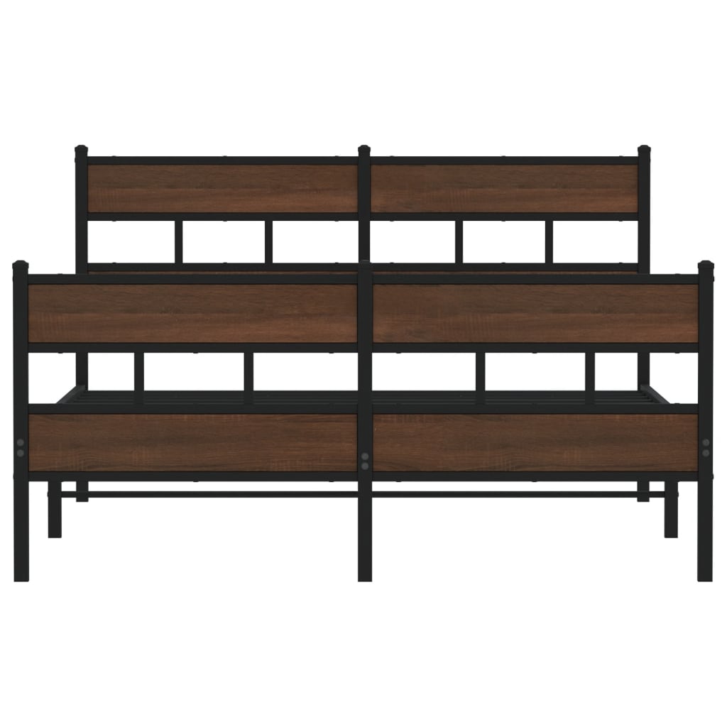 Cadre de lit en métal sans matelas chêne marron 150x200 cm - XIOS