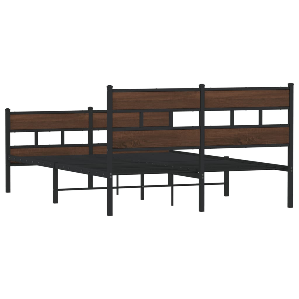 Cadre de lit en métal sans matelas chêne marron 150x200 cm - XIOS