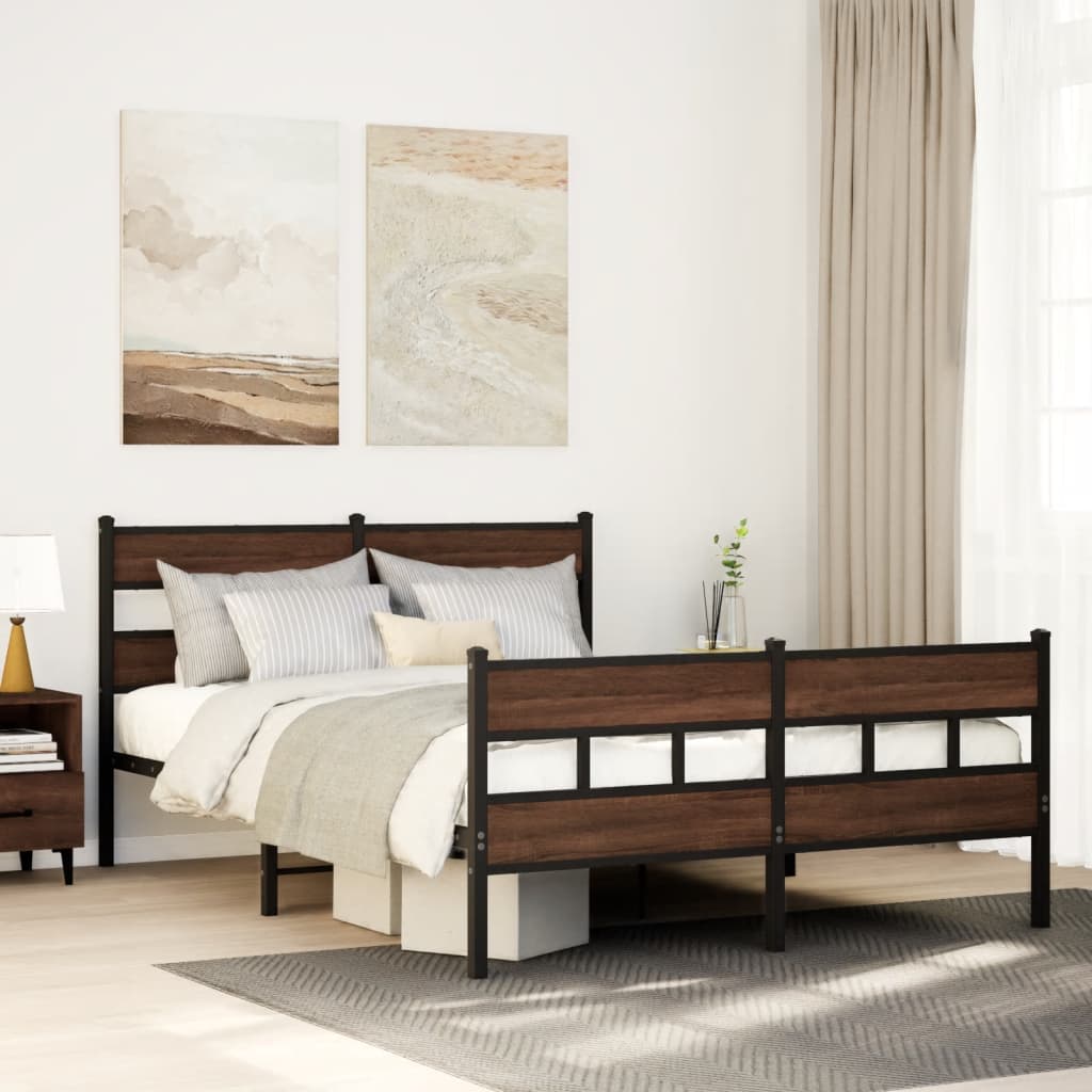 Cadre de lit en métal sans matelas chêne marron 150x200 cm - XIOS