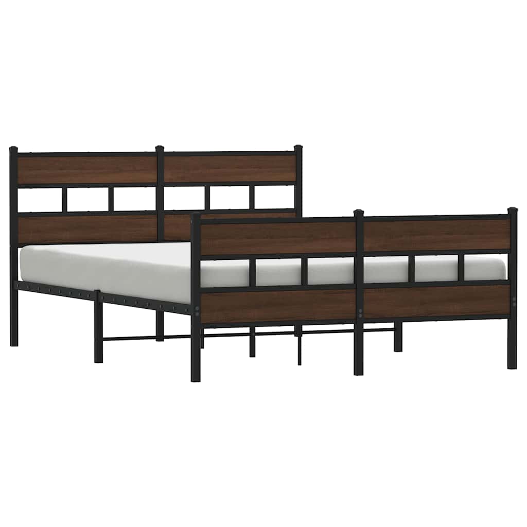 Cadre de lit en métal sans matelas chêne marron 160x200 cm - XIOS