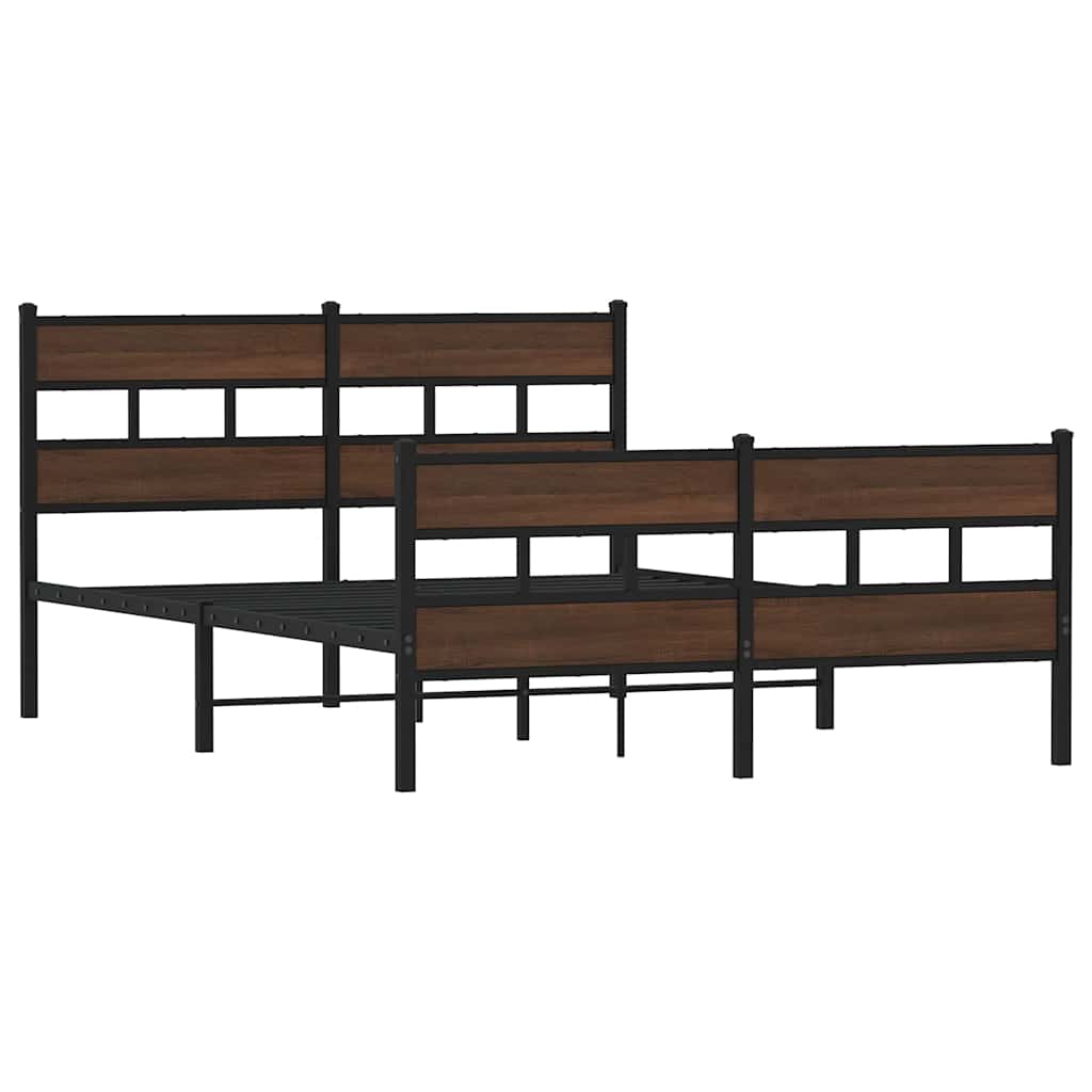 Cadre de lit en métal sans matelas chêne marron 160x200 cm - XIOS