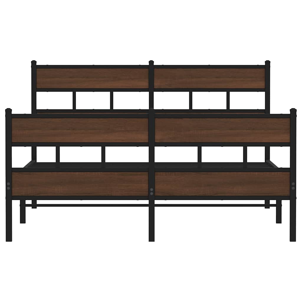 Cadre de lit en métal sans matelas chêne marron 160x200 cm - XIOS
