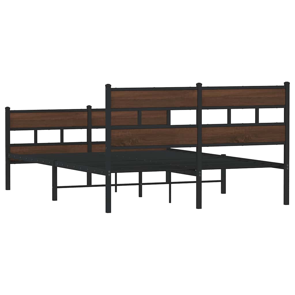 Cadre de lit en métal sans matelas chêne marron 160x200 cm - XIOS