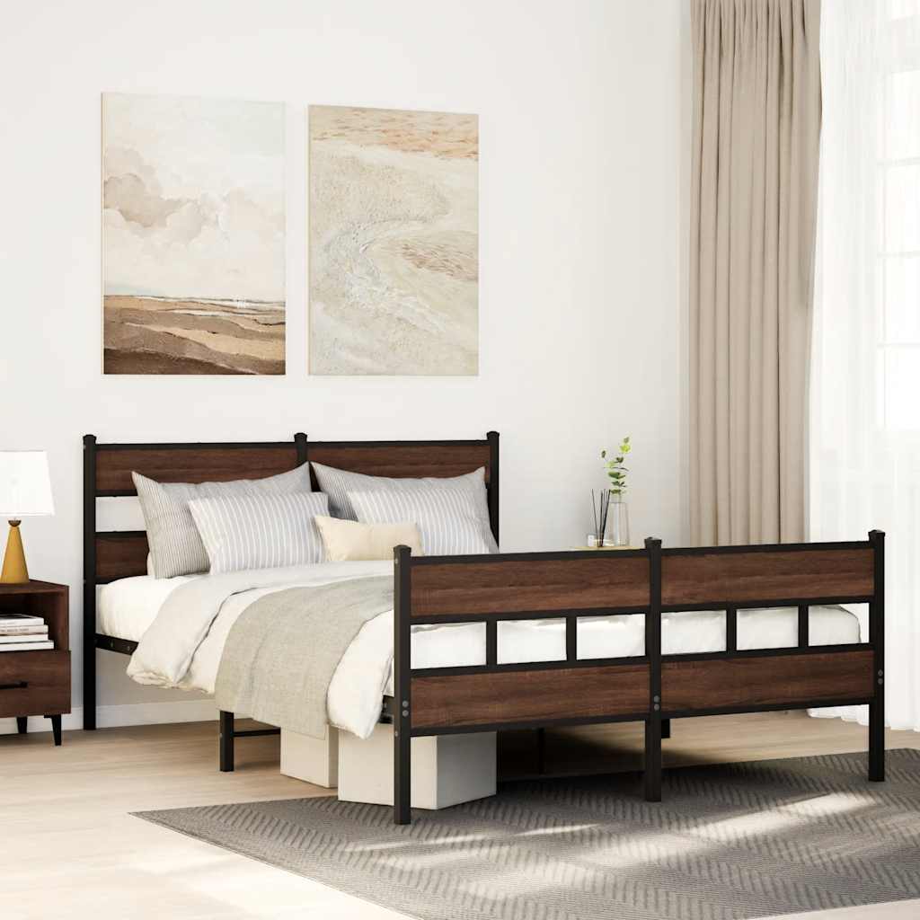 Cadre de lit en métal sans matelas chêne marron 160x200 cm - XIOS