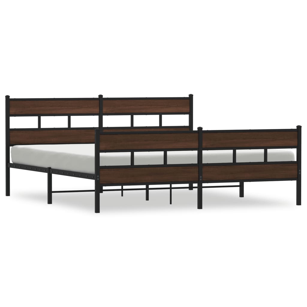 Cadre de lit en métal sans matelas chêne marron 180x200 cm - XIOS
