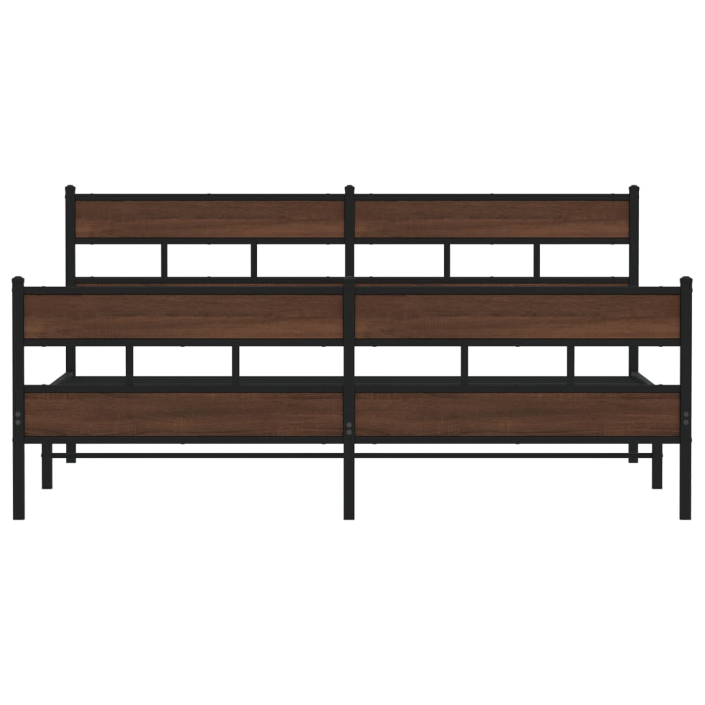 Cadre de lit en métal sans matelas chêne marron 180x200 cm - XIOS
