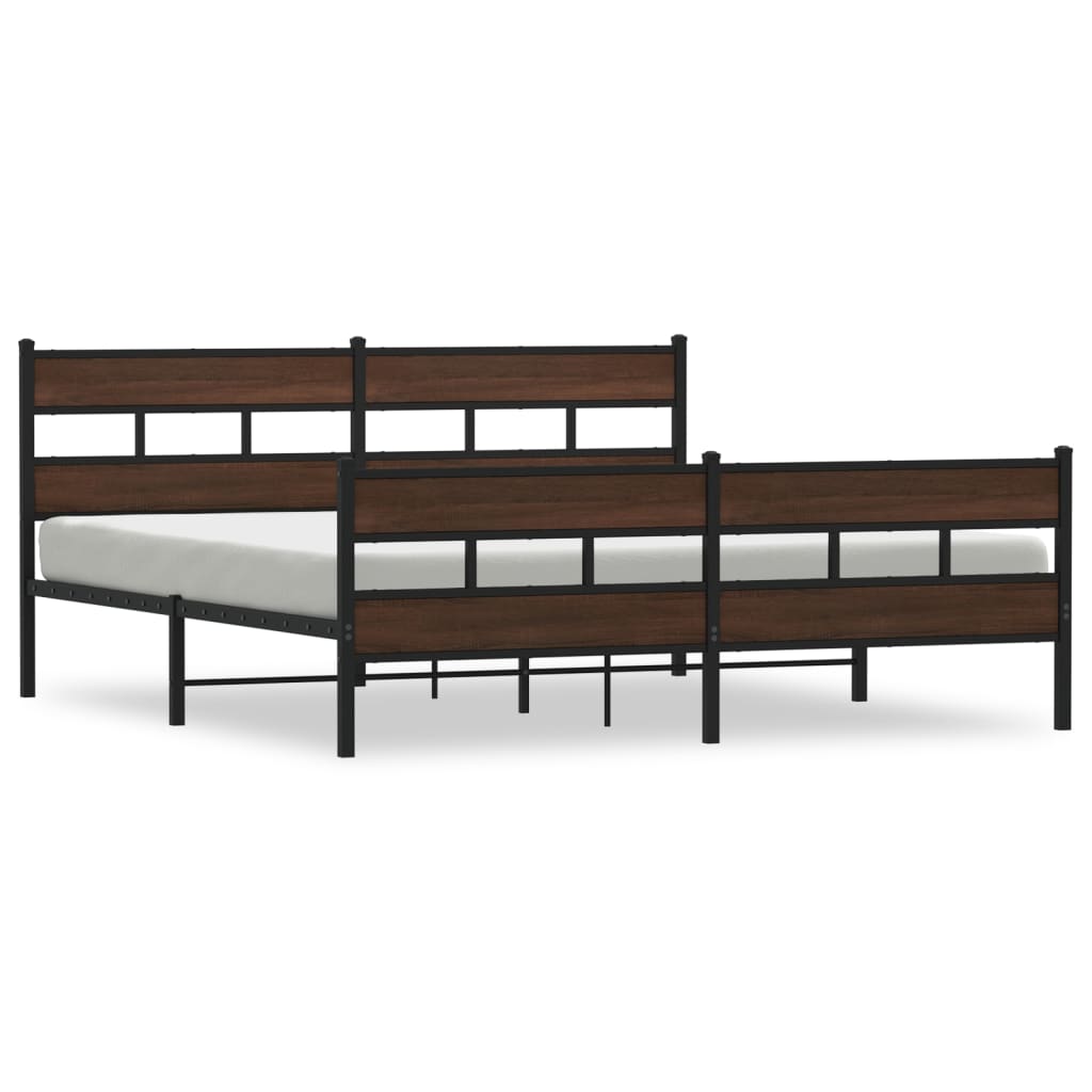 Cadre de lit en métal sans matelas chêne marron 193x203 cm - XIOS