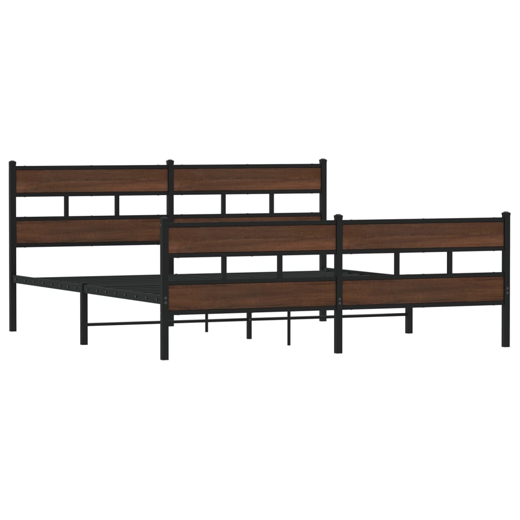 Cadre de lit en métal sans matelas chêne marron 193x203 cm - XIOS