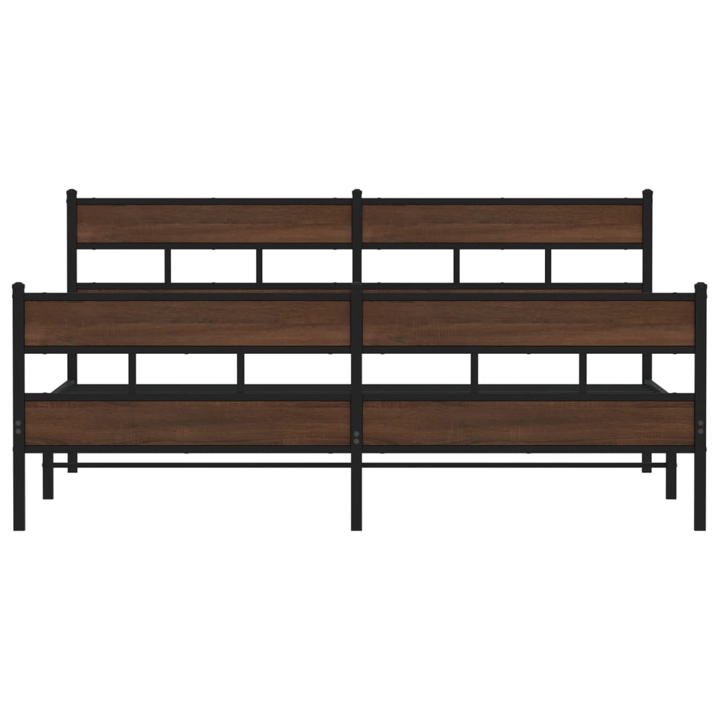 Cadre de lit en métal sans matelas chêne marron 193x203 cm - XIOS