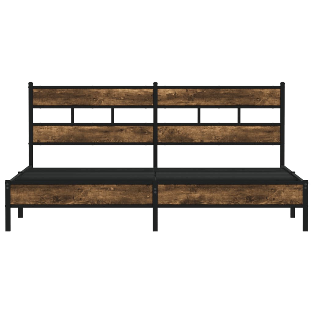 Cadre de lit en métal sans matelas chêne fumé 180x200 cm - XIOS