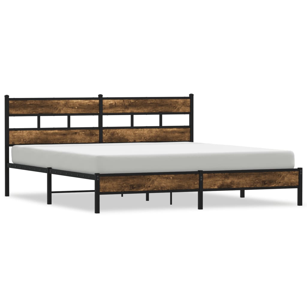 Cadre de lit en métal sans matelas chêne fumé 183x213 cm - XIOS