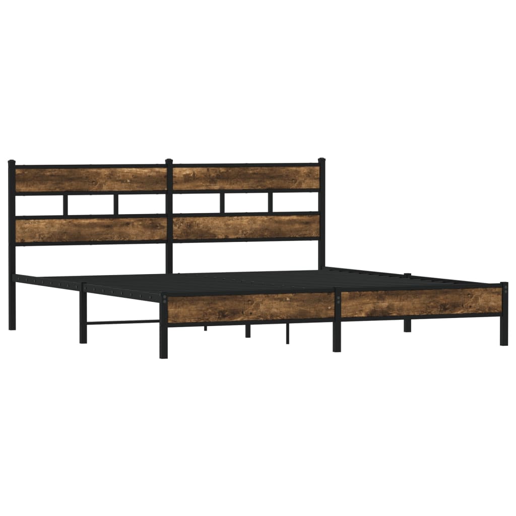 Cadre de lit en métal sans matelas chêne fumé 183x213 cm - XIOS