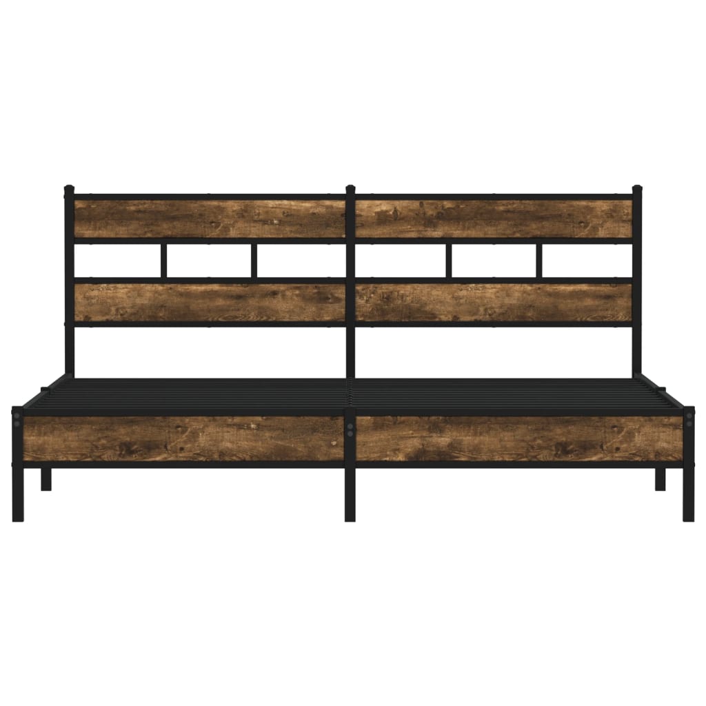 Cadre de lit en métal sans matelas chêne fumé 193x203 cm - XIOS