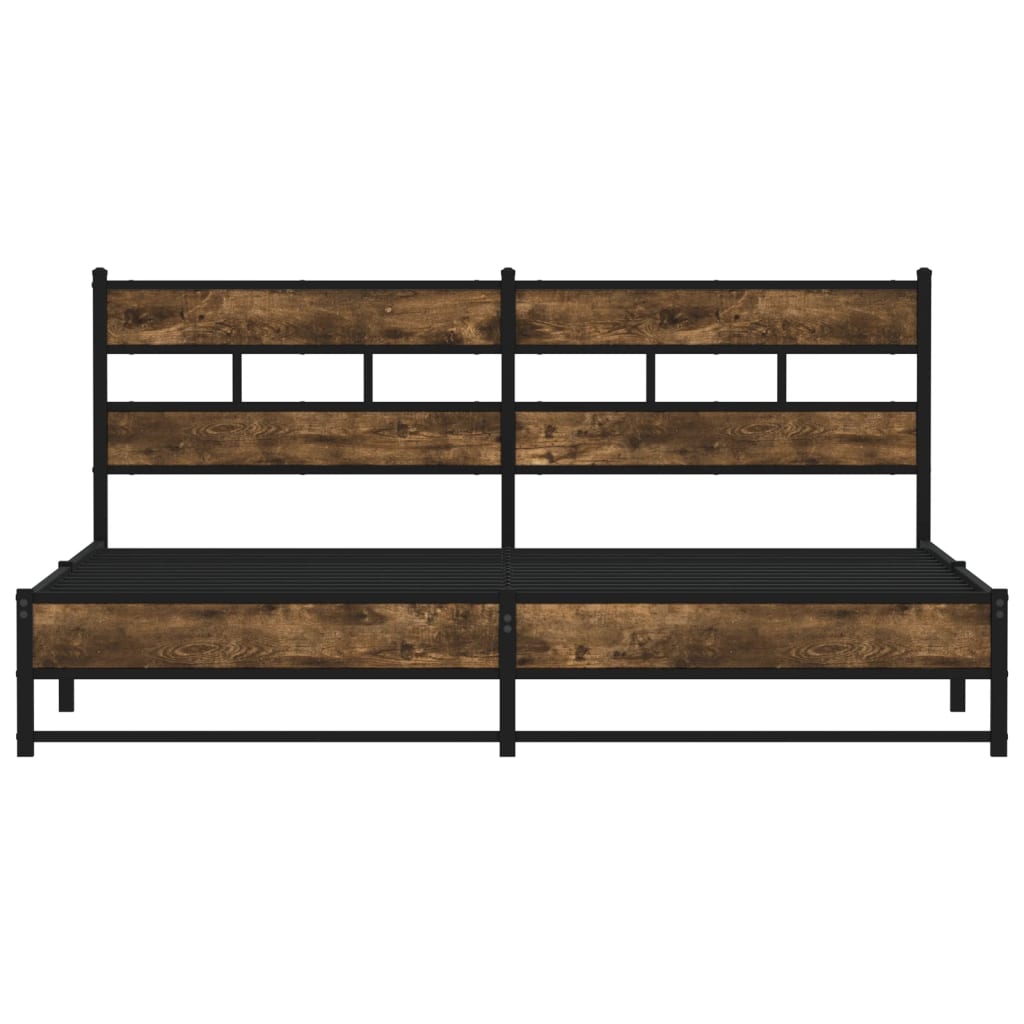 Cadre de lit en métal sans matelas chêne fumé 180x200 cm - XIOS