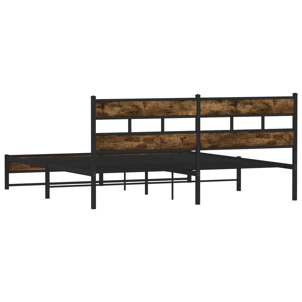 Cadre de lit en métal sans matelas chêne fumé 180x200 cm - XIOS