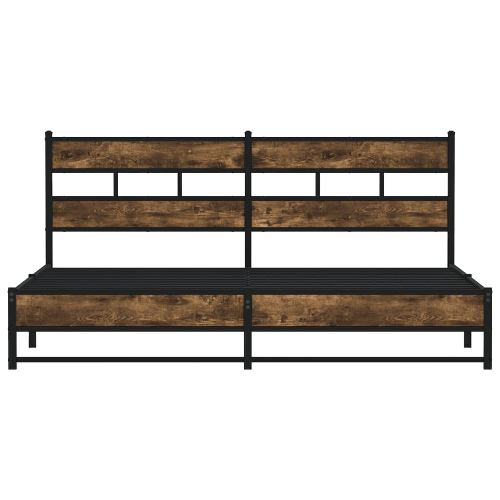 Cadre de lit en métal sans matelas chêne fumé 200x200 cm - XIOS