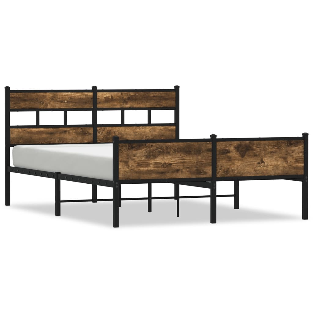 Cadre de lit en métal sans matelas chêne fumé 160x200 cm - XIOS