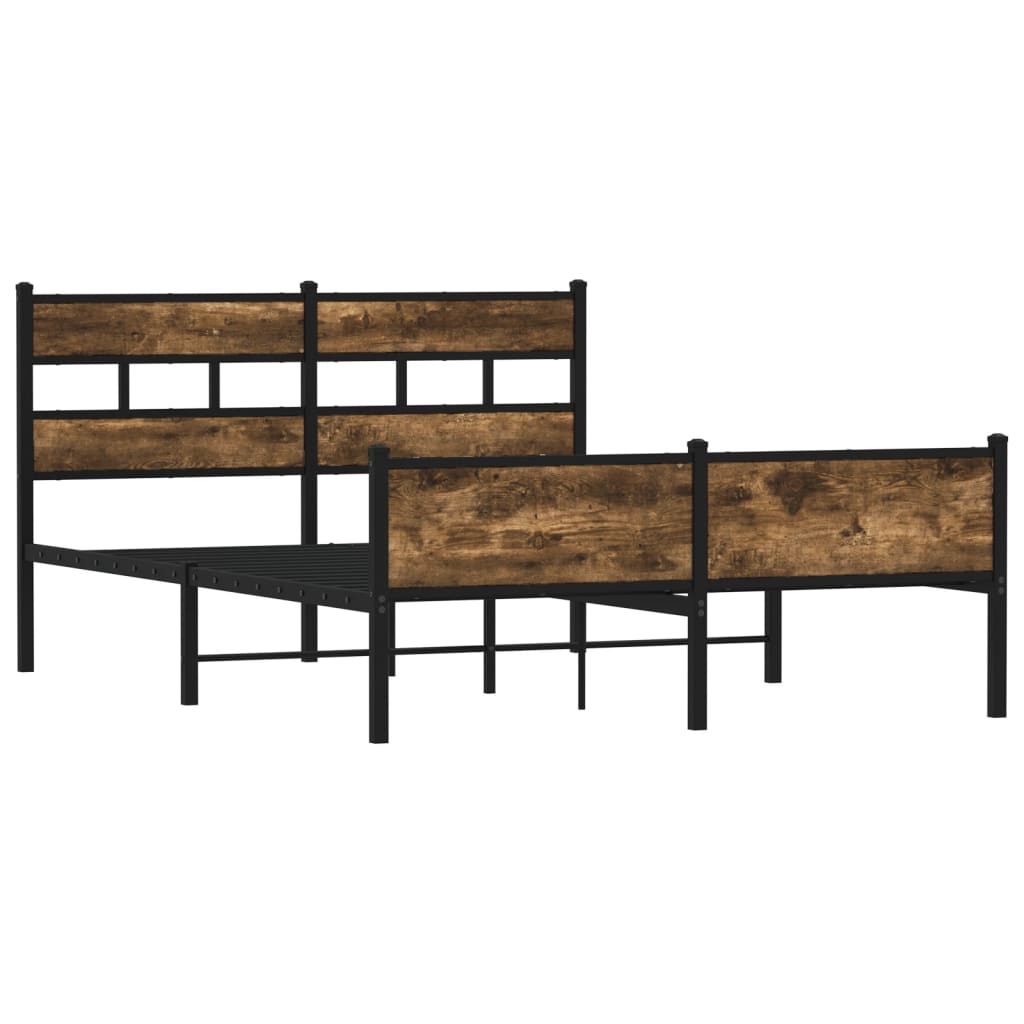Cadre de lit en métal sans matelas chêne fumé 160x200 cm - XIOS