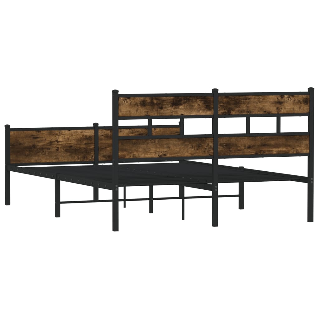 Cadre de lit en métal sans matelas chêne fumé 160x200 cm - XIOS