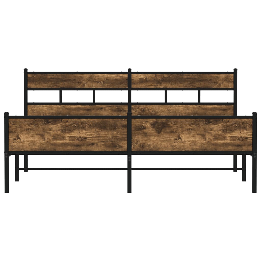 Cadre de lit en métal sans matelas chêne fumé 180x200 cm - XIOS