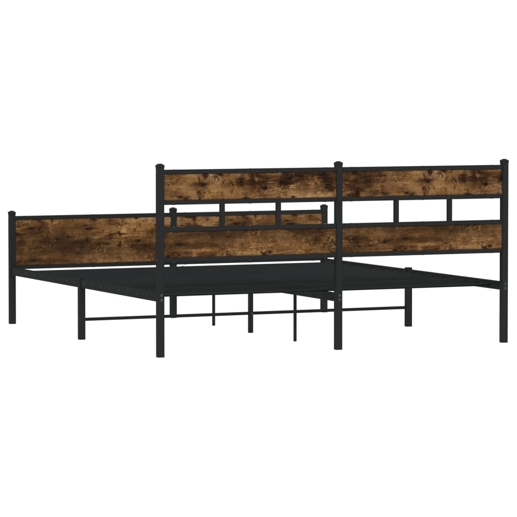 Cadre de lit en métal sans matelas chêne fumé 180x200 cm - XIOS