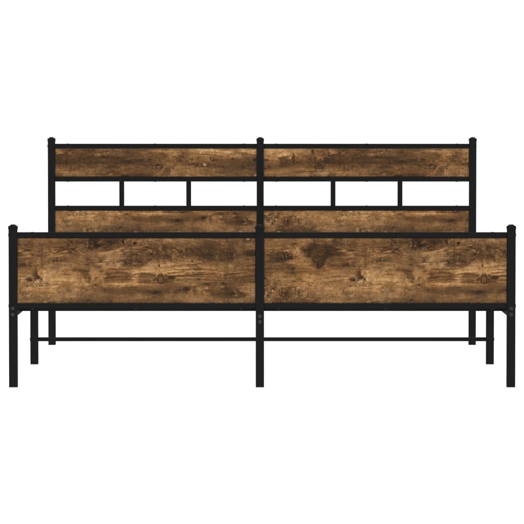 Cadre de lit en métal sans matelas chêne fumé 193x203 cm - XIOS