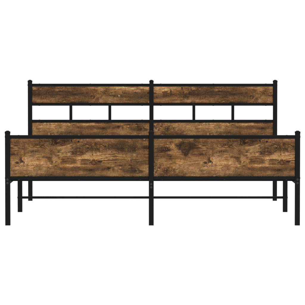 Cadre de lit en métal sans matelas chêne fumé 200x200 cm - XIOS