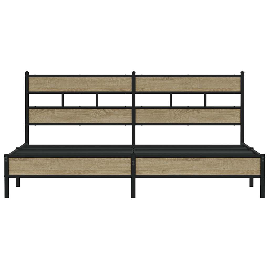 Cadre de lit en métal sans matelas chêne sonoma 193x203 cm - XIOS