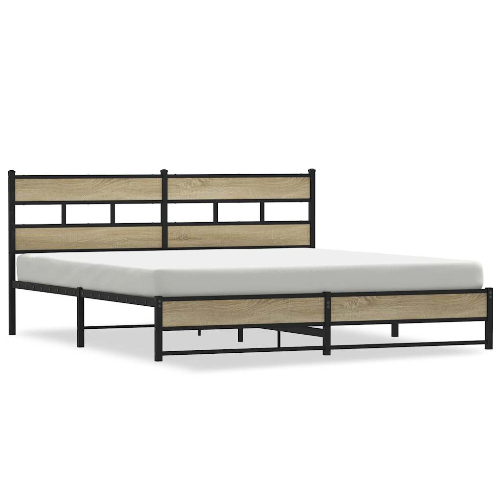 Cadre de lit en métal sans matelas chêne sonoma 180x200 cm - XIOS
