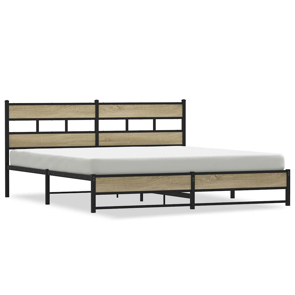 Cadre de lit en métal sans matelas chêne sonoma 193x203 cm - XIOS