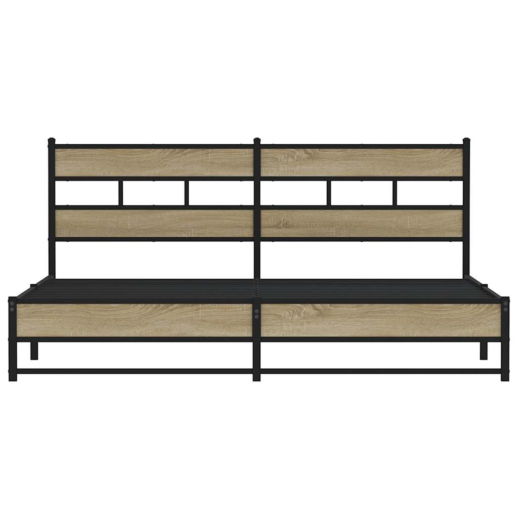 Cadre de lit en métal sans matelas chêne sonoma 193x203 cm - XIOS