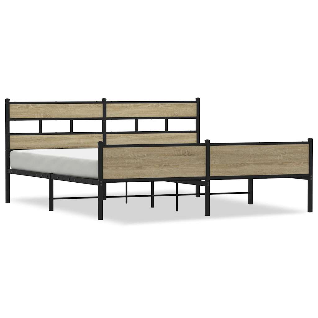 Cadre de lit en métal sans matelas chêne sonoma 183x213 cm - XIOS