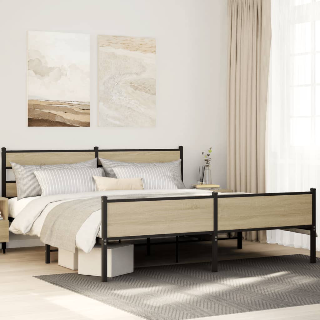Cadre de lit en métal sans matelas chêne sonoma 183x213 cm - XIOS