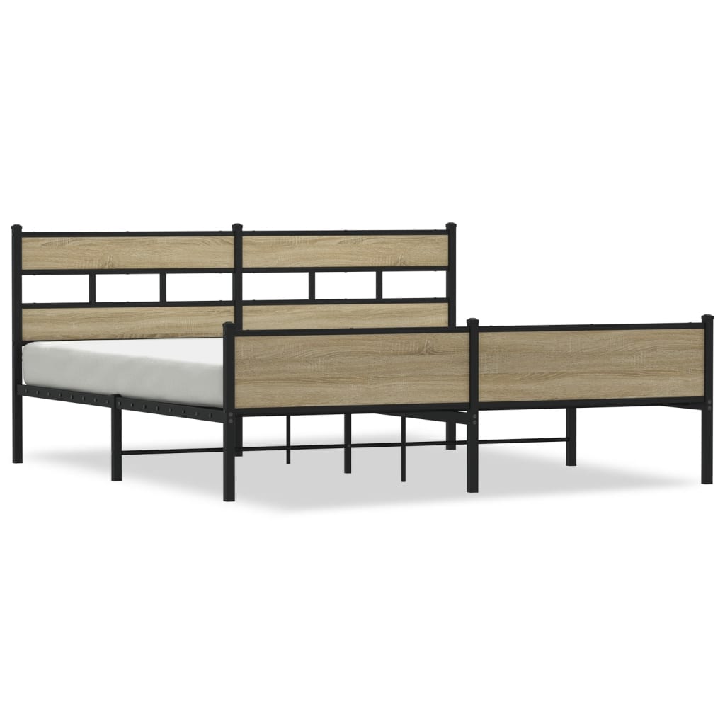 Cadre de lit en métal sans matelas chêne sonoma 193x203 cm - XIOS