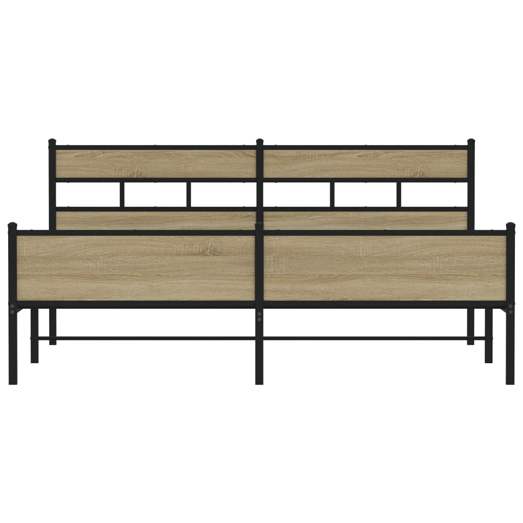Cadre de lit en métal sans matelas chêne sonoma 193x203 cm - XIOS