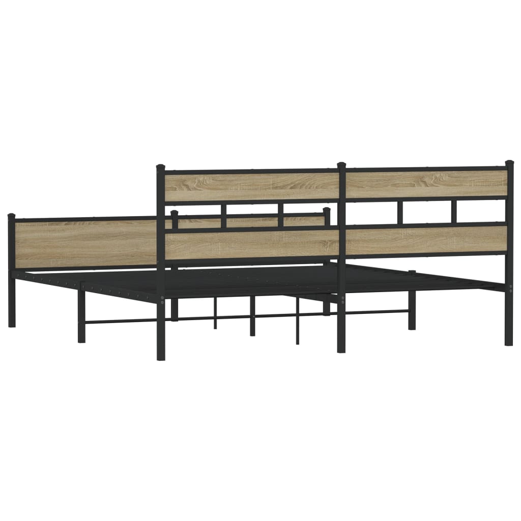 Cadre de lit en métal sans matelas chêne sonoma 193x203 cm - XIOS