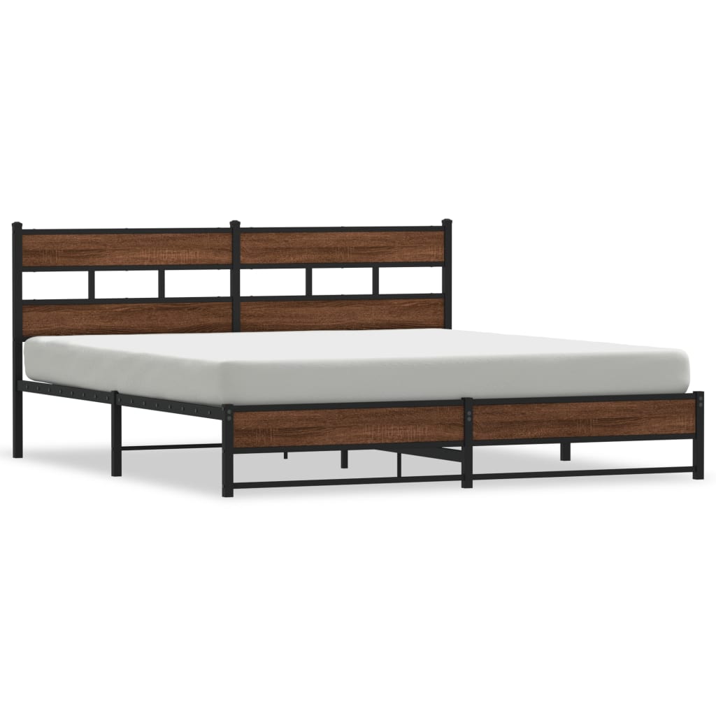 Cadre de lit en métal sans matelas chêne marron 180x200 cm - XIOS