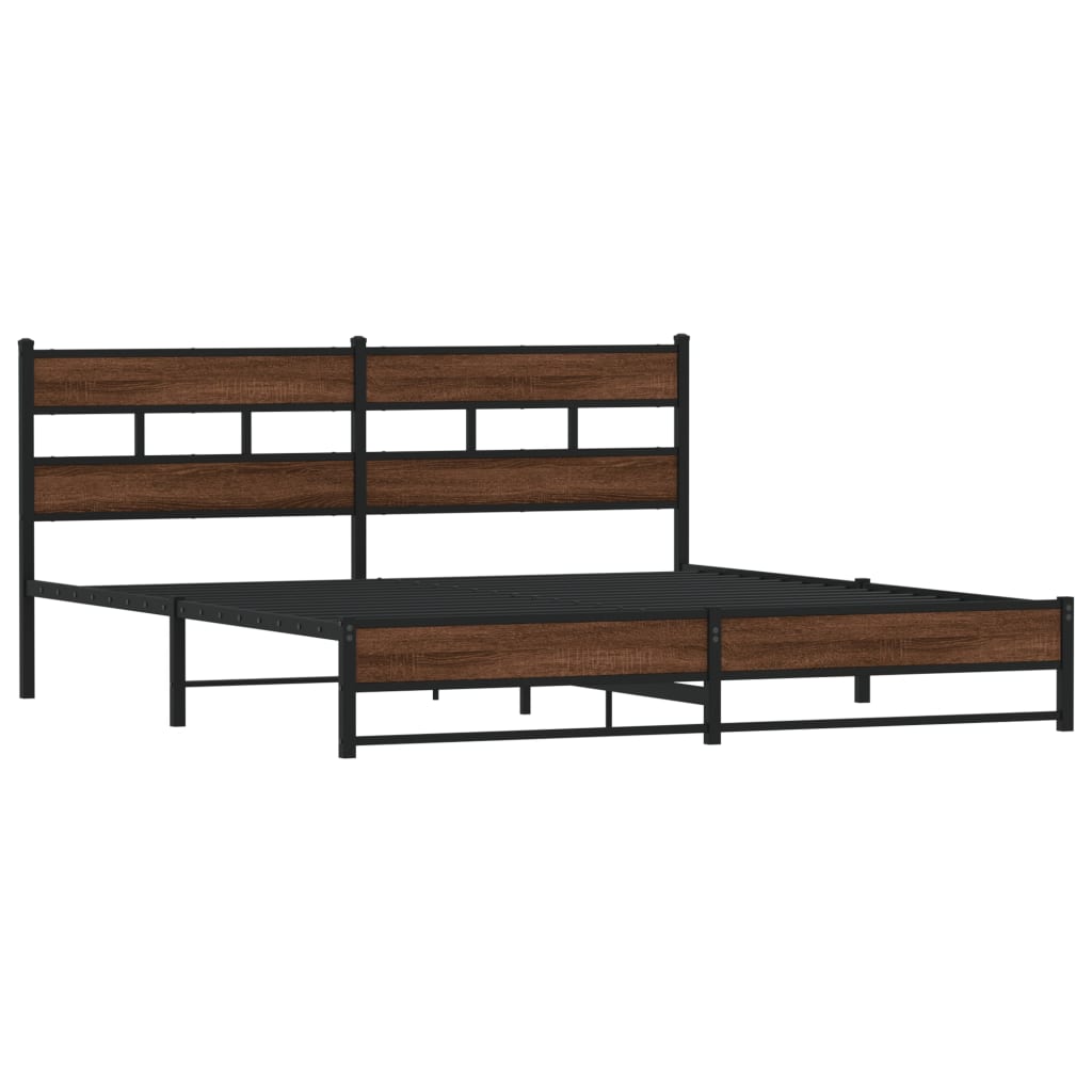 Cadre de lit en métal sans matelas chêne marron 180x200 cm - XIOS