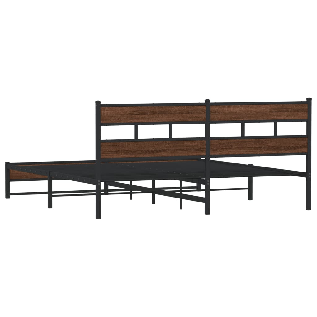 Cadre de lit en métal sans matelas chêne marron 180x200 cm - XIOS
