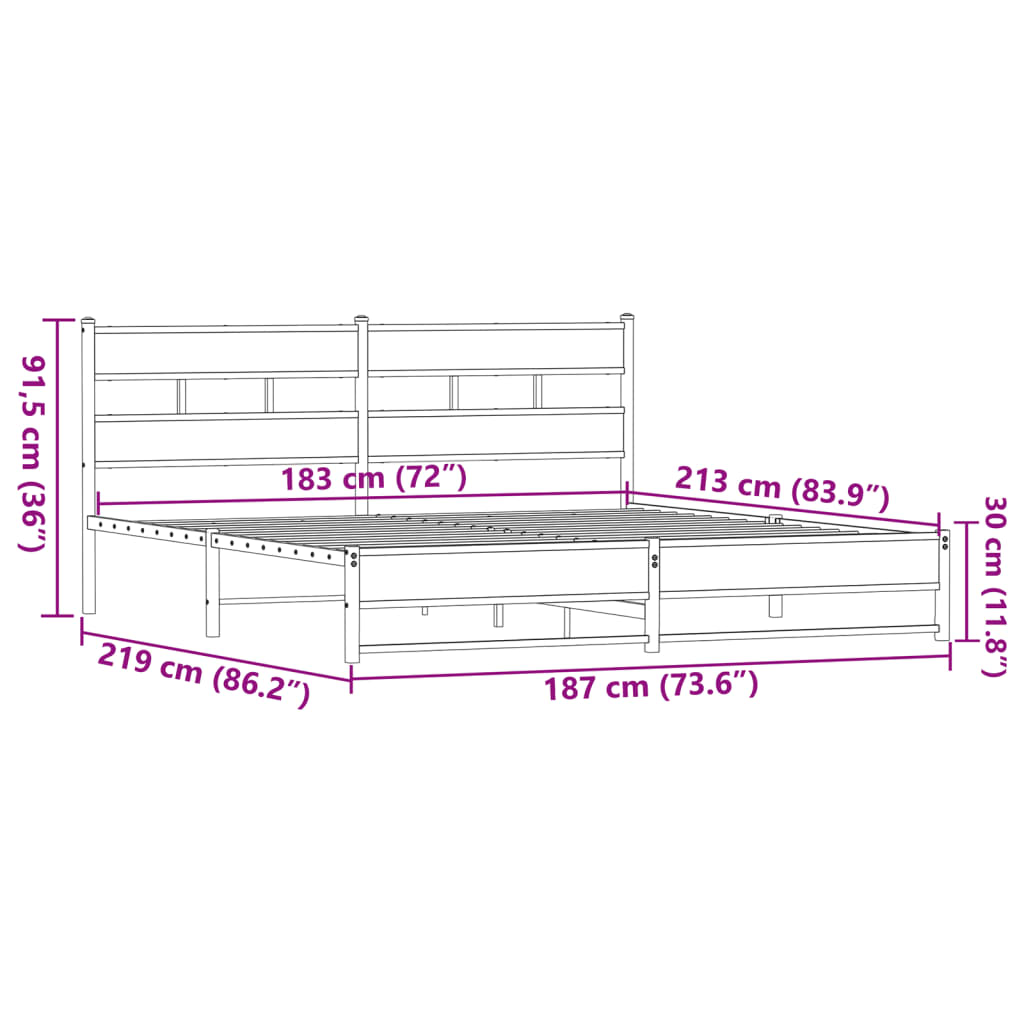 Cadre de lit en métal sans matelas chêne marron 183x213 cm - XIOS