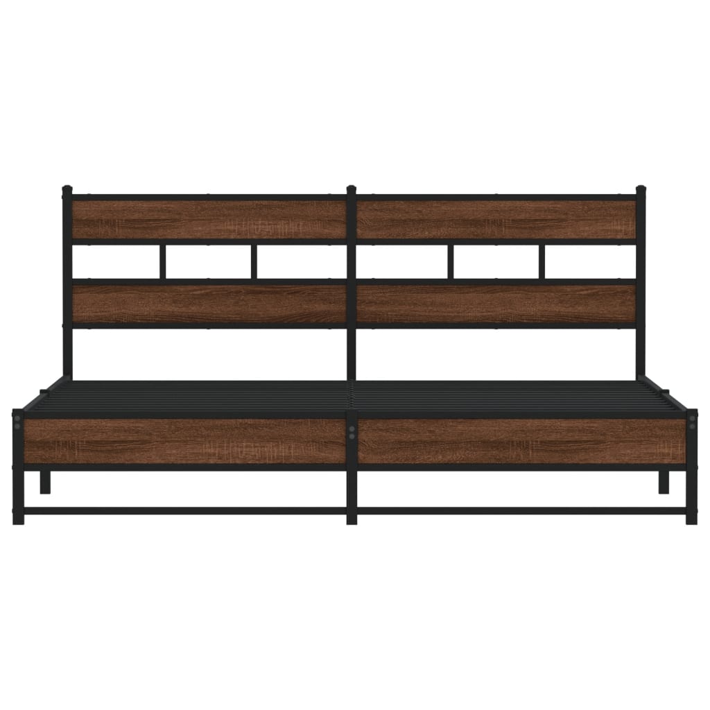 Cadre de lit en métal sans matelas chêne marron 193x203 cm - XIOS