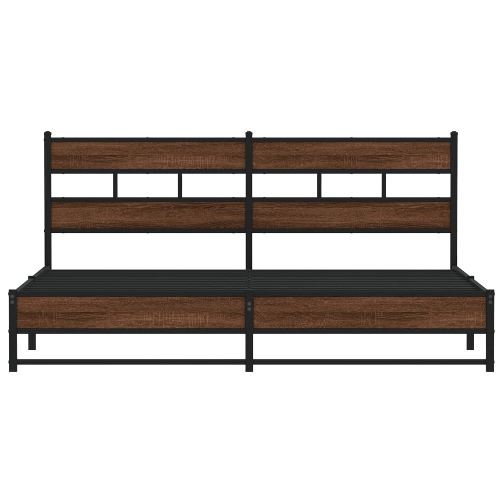 Cadre de lit en métal sans matelas chêne marron 200x200 cm - XIOS