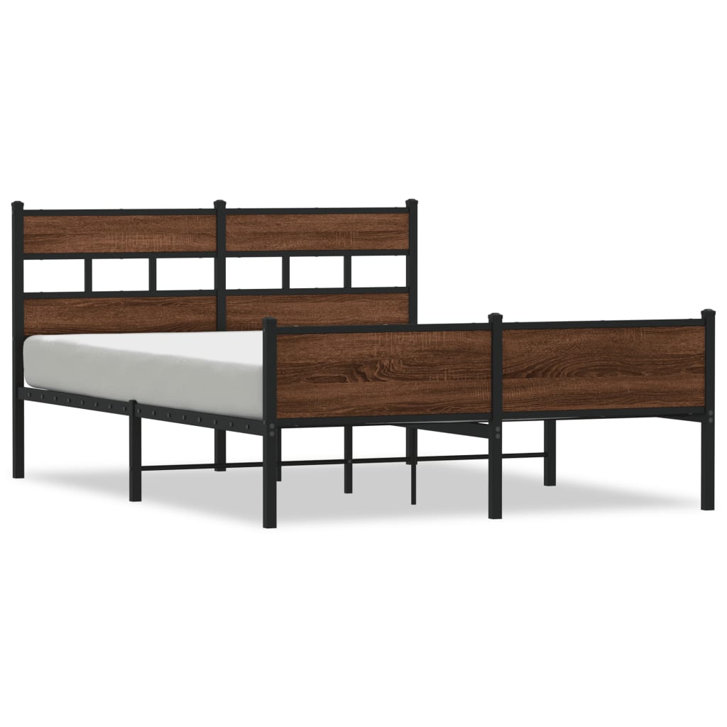 Cadre de lit en métal sans matelas chêne marron 160x200 cm - XIOS