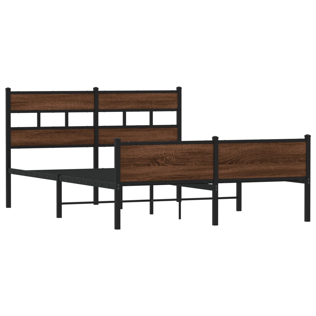 Cadre de lit en métal sans matelas chêne marron 160x200 cm - XIOS