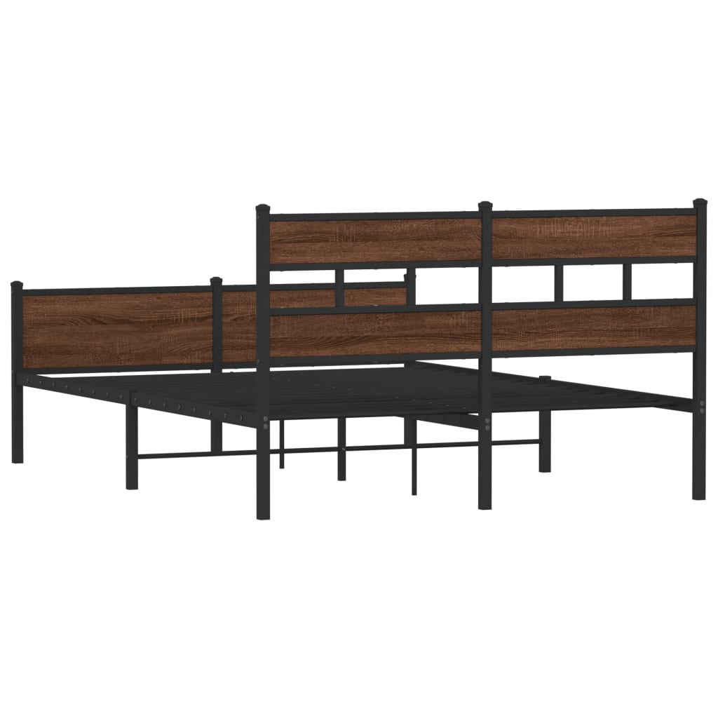 Cadre de lit en métal sans matelas chêne marron 160x200 cm - XIOS
